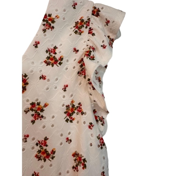 EVERLY Dress Womens Size M White Floral Babydoll Ruffle V Neck Eyelet Boho - Picture 6 of 8